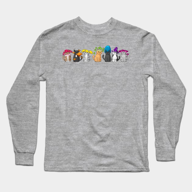 Mushroom Cats Long Sleeve T-Shirt by Doodlecats 